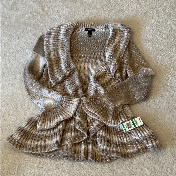 NWT INC Taupe Sequin Ombré Nostalgia Sweater Sz L - Picture 8 of 14